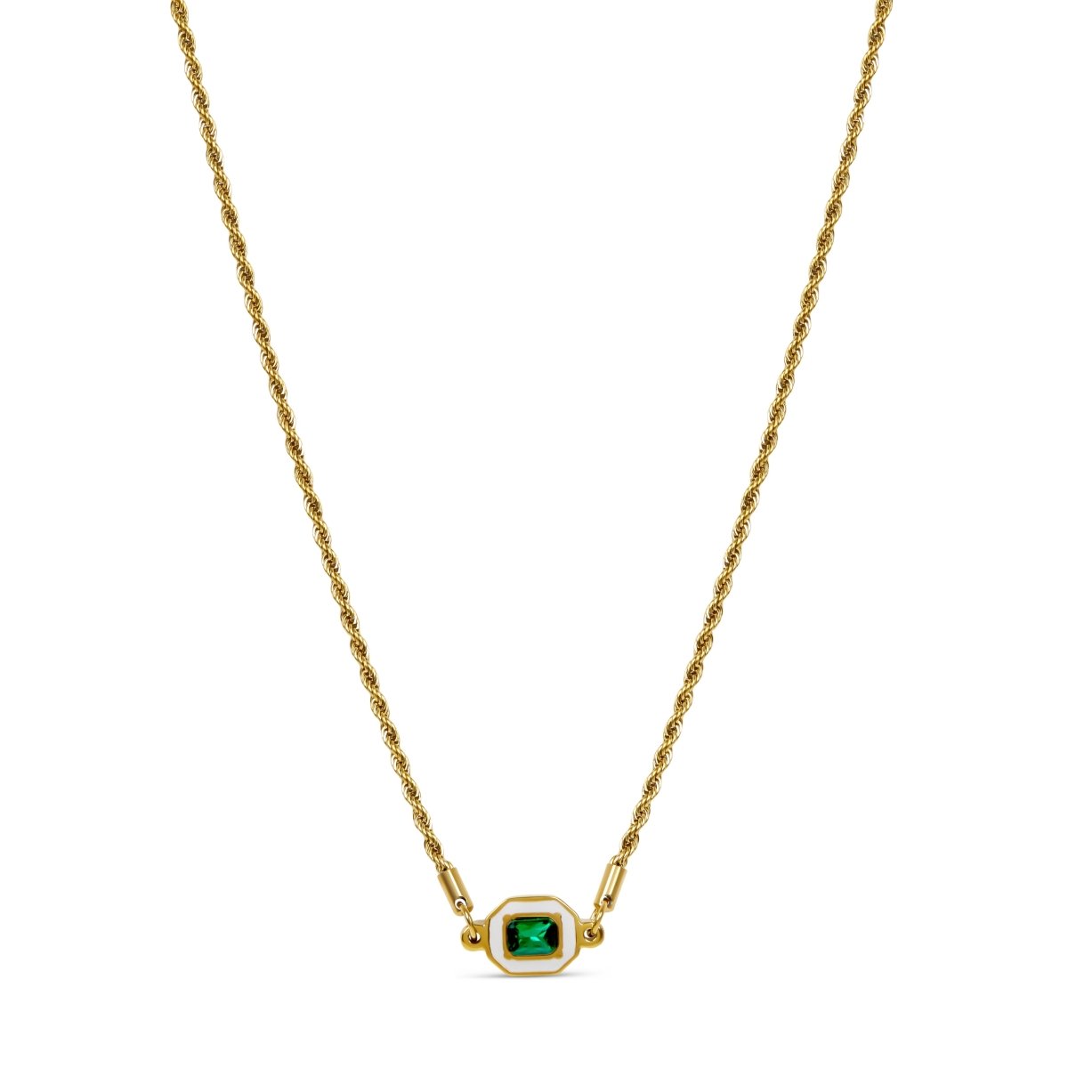 Aura Emerald Necklace - 18k Gold Plated