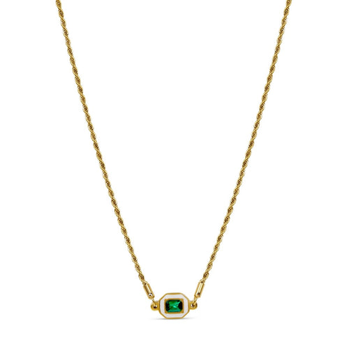Aura Emerald Necklace - 18k Gold Plated
