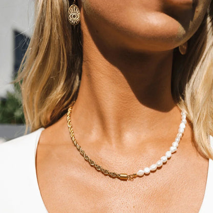 Baiano Necklace with Pearls 18k Gold Plated