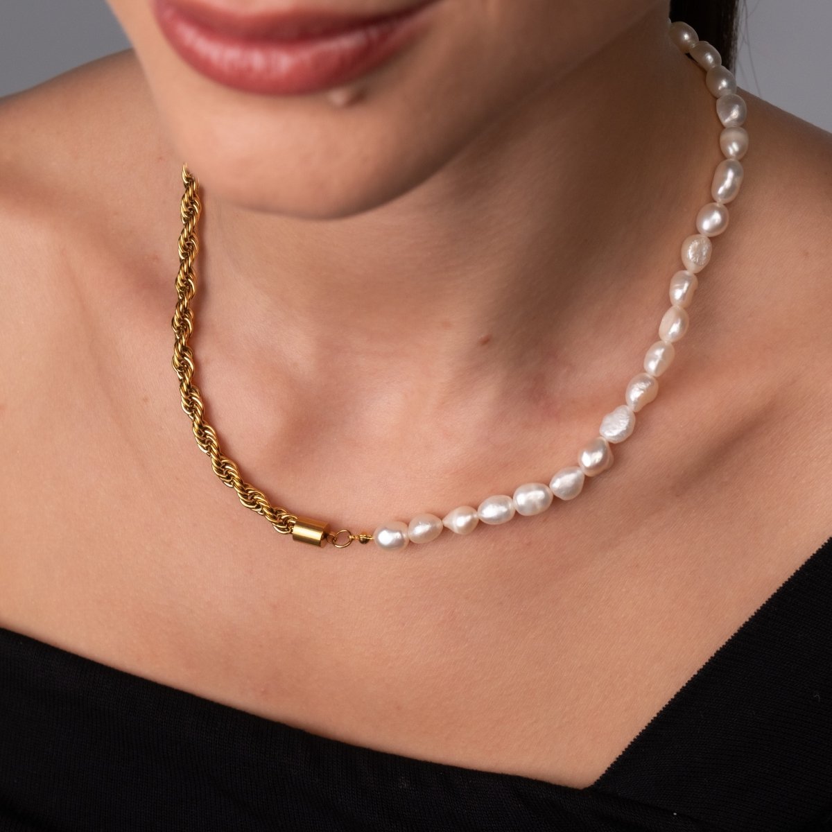 Baiano Necklace with Pearls 18k Gold Plated
