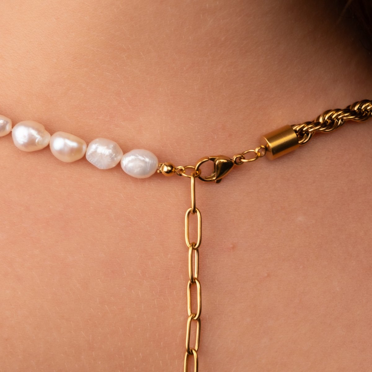 Baiano Necklace with Pearls 18k Gold Plated