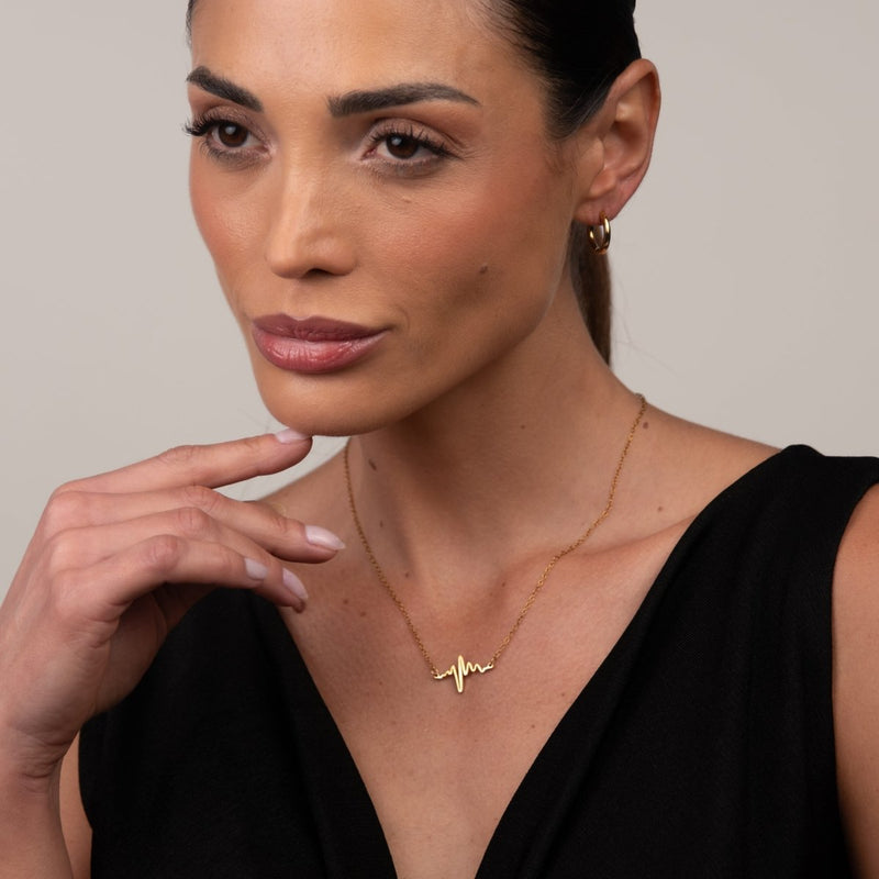 Heartbeat Life Pendant Necklace 18k Gold Plated