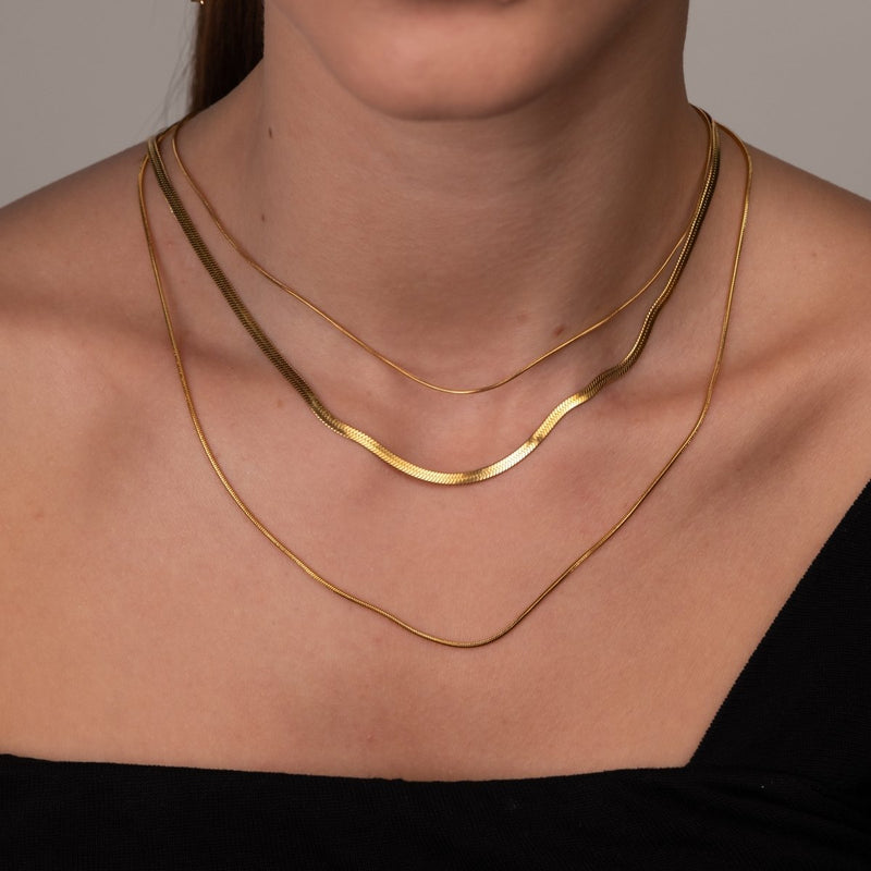 Celine Triple-Layer Mesh 18k Gold Plated Necklace