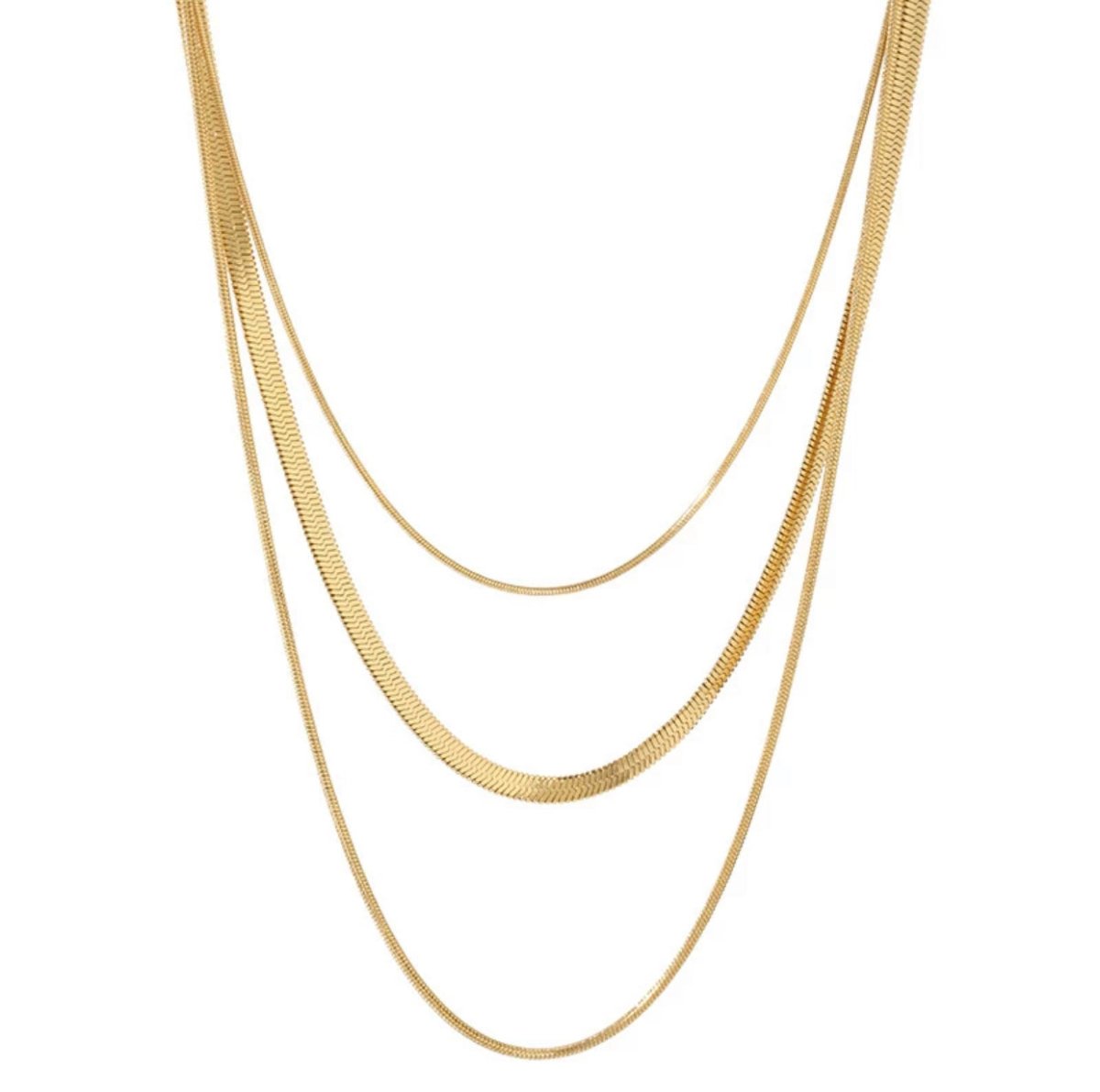 Celine Triple-Layer Mesh 18k Gold Plated Necklace