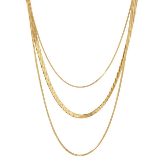Celine Triple-Layer Mesh 18k Gold Plated Necklace
