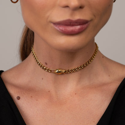 Serpent Choker Necklace 18k Gold Plated
