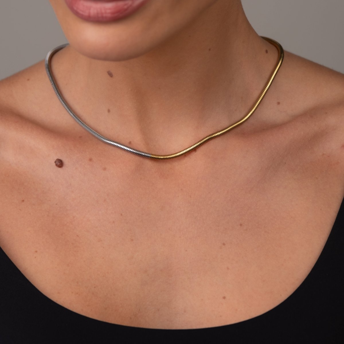 Contrast Mesh Necklace 18k Gold Plated