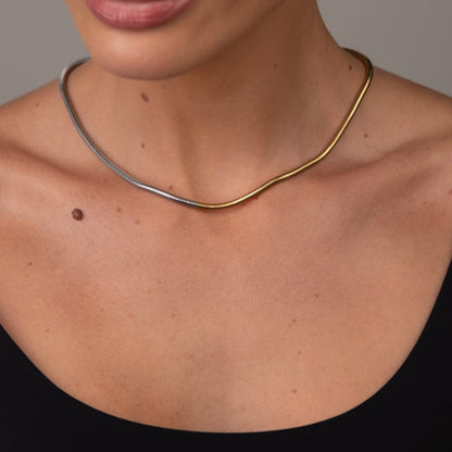 Contrast Mesh Necklace 18k Gold Plated