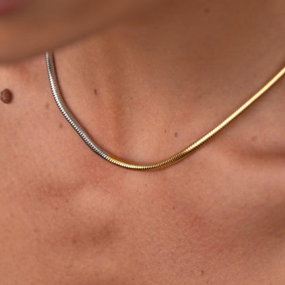 Contrast Mesh Necklace 18k Gold Plated