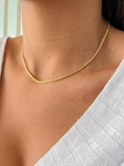 Thin Baiano Cord Necklace 2mm - 18k Gold Plated