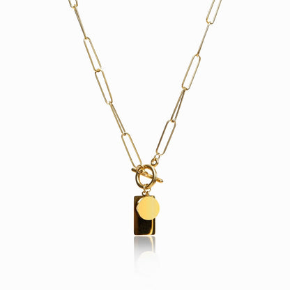 Smooth Geometric Pendant Chain Necklace 18k Gold Plated