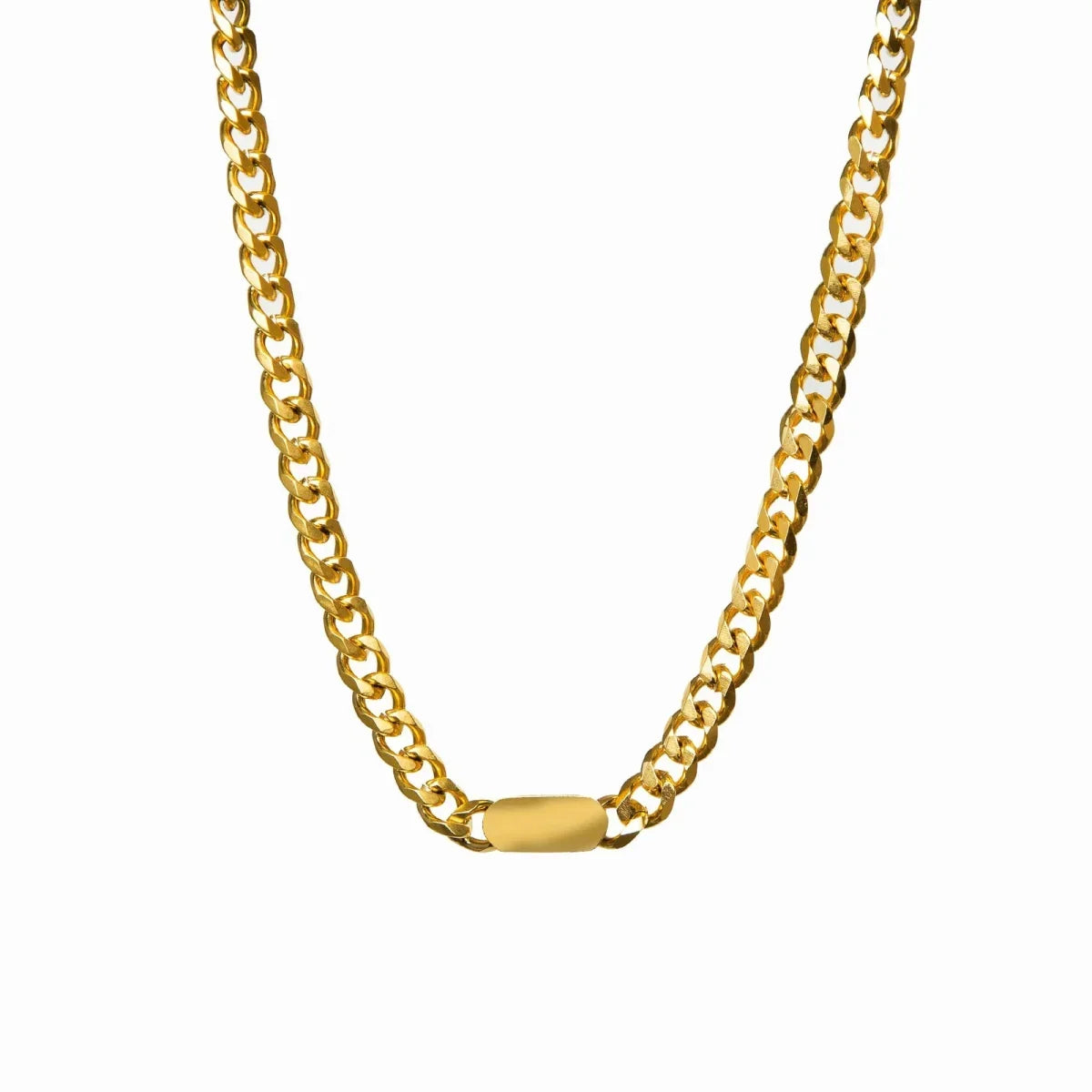 Minimalist Rectangular Pendant Chain Necklace 18k Gold Plated