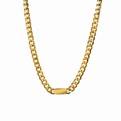 Minimalist Rectangular Pendant Chain Necklace 18k Gold Plated