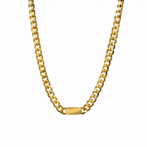 Minimalist Rectangular Pendant Chain Necklace 18k Gold Plated