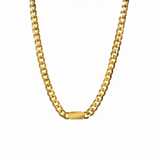Minimalist Rectangular Pendant Chain Necklace 18k Gold Plated