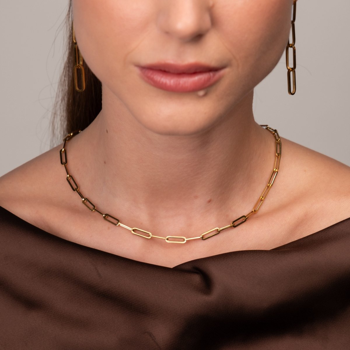 Celina Link Chain Necklace 18k Gold Plated