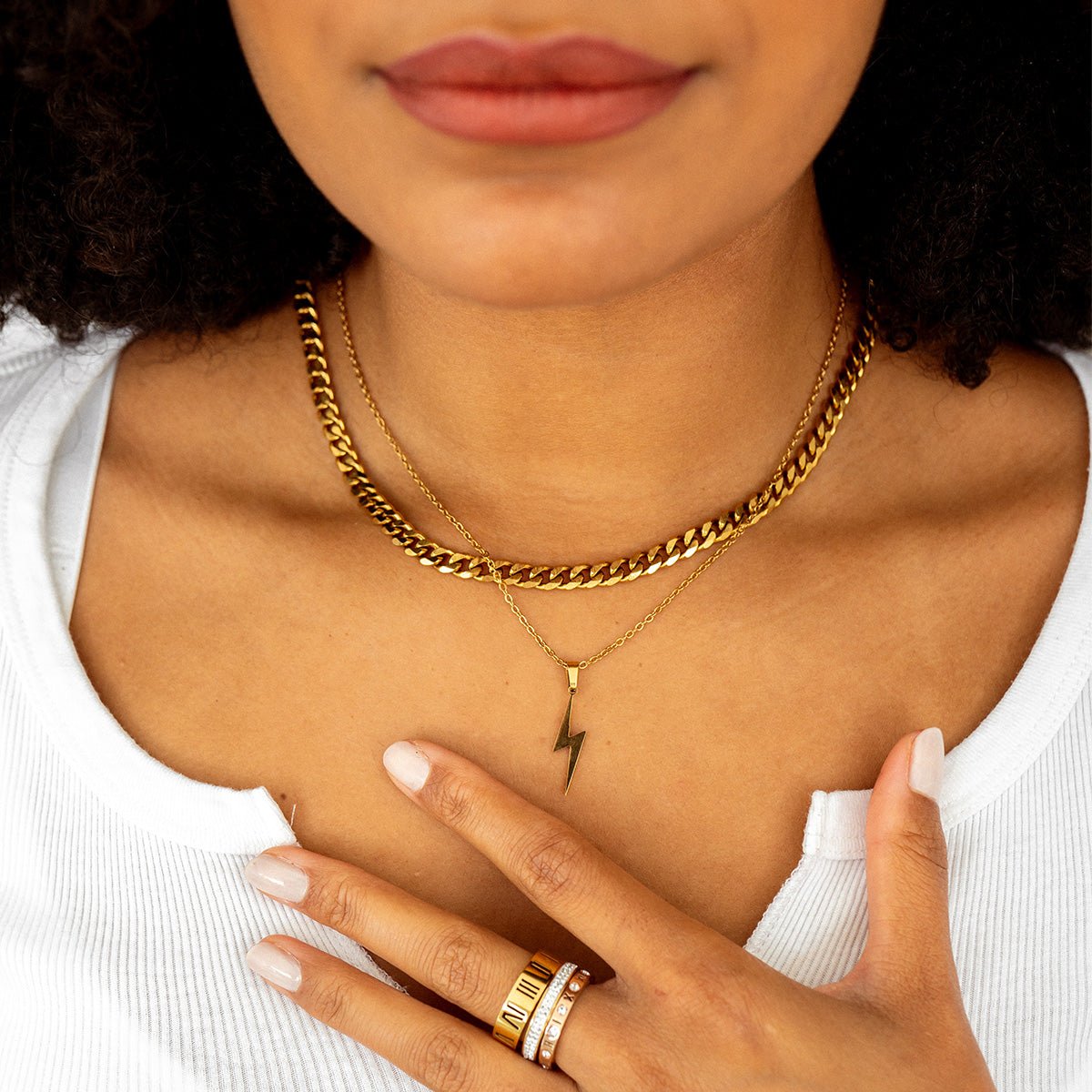 Energy Lightning Bolt Pendant Necklace 18k Gold Plated