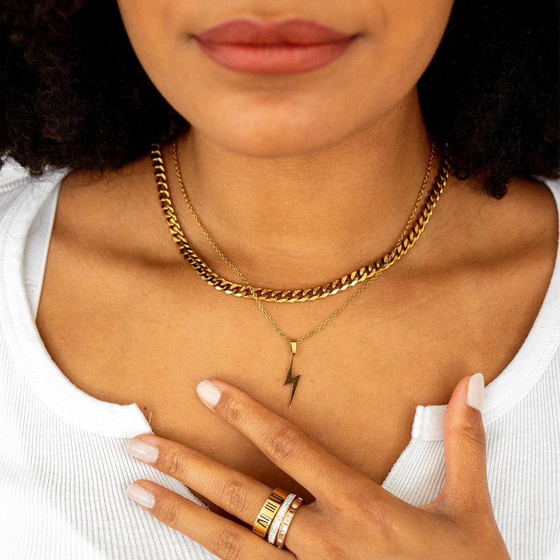 Energy Lightning Bolt Pendant Necklace 18k Gold Plated