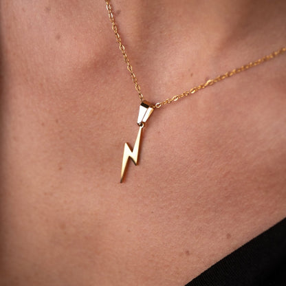 Energy Lightning Bolt Pendant Necklace 18k Gold Plated