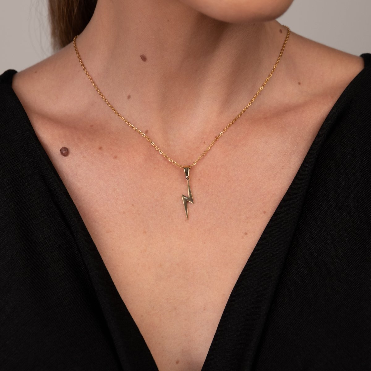 Energy Lightning Bolt Pendant Necklace 18k Gold Plated