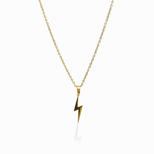 Energy Lightning Bolt Pendant Necklace 18k Gold Plated