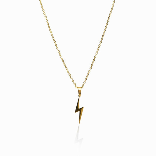 Energy Lightning Bolt Pendant Necklace 18k Gold Plated