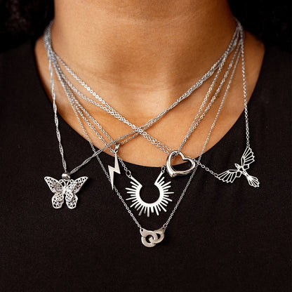 Energy Lightning Bolt Pendant Necklace - Silver