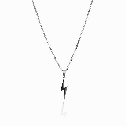 Energy Lightning Bolt Pendant Necklace - Silver