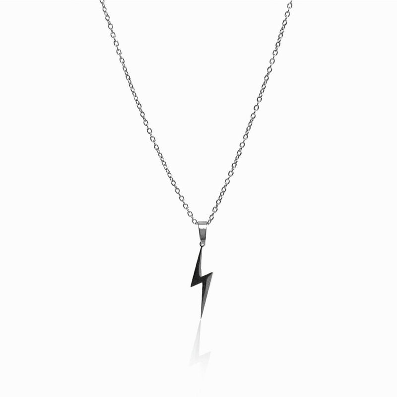 Energy Lightning Bolt Pendant Necklace - Silver