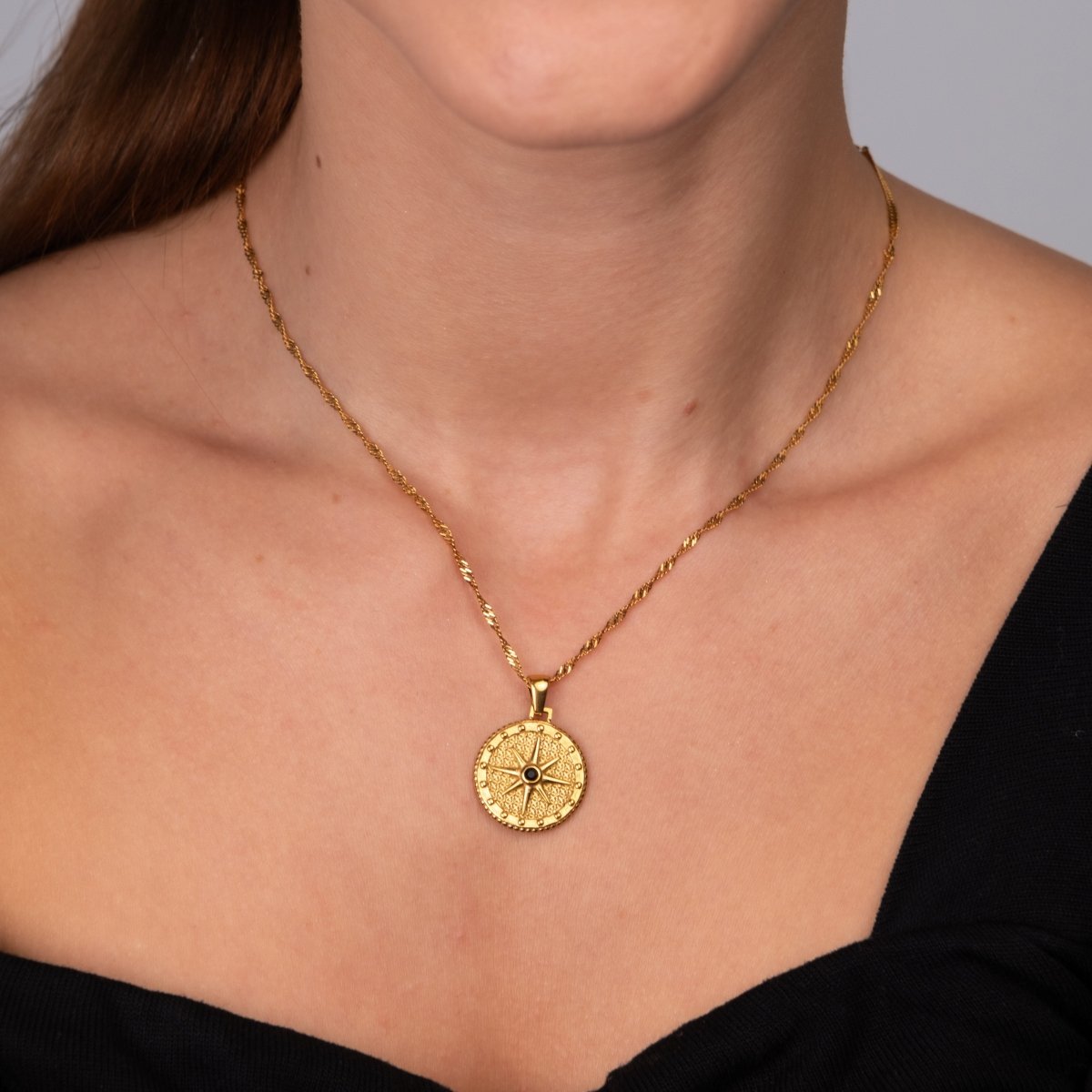 Compass Star Necklace - 18k Gold Plated