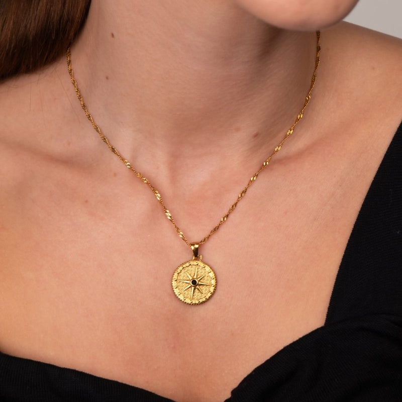 Compass Star Necklace - 18k Gold Plated