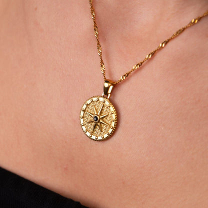 Compass Star Necklace - 18k Gold Plated