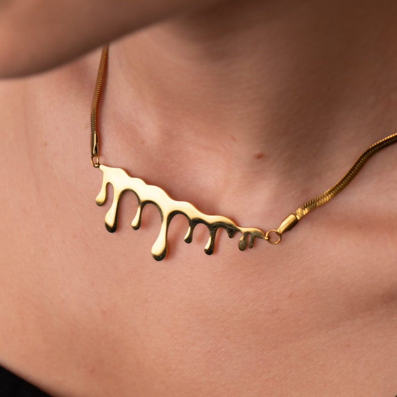 Minimalist Honeycomb Necklace 18k Gold Plated