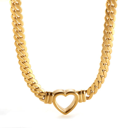 Minimalist Heart Choker Necklace 18k Gold Plated
