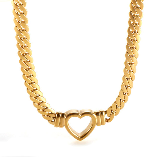 Minimalist Heart Choker Necklace 18k Gold Plated