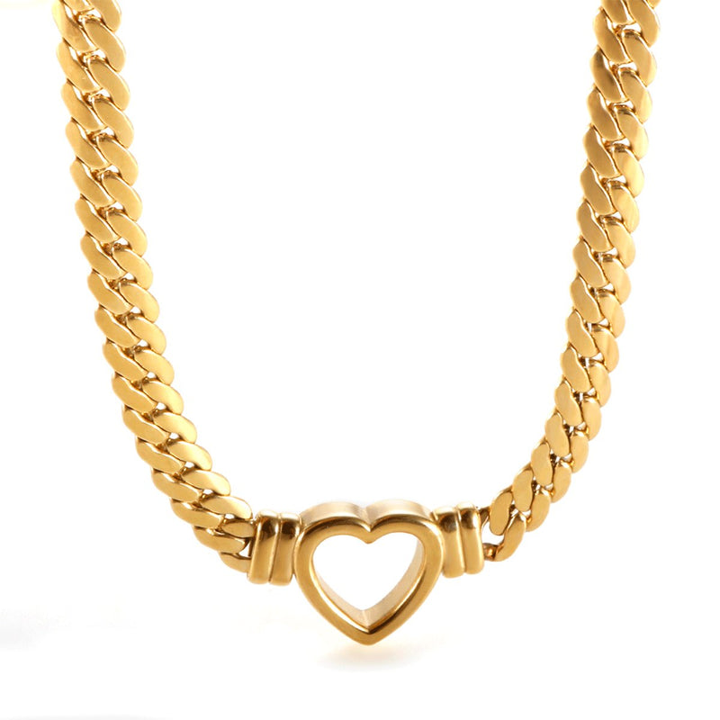 Minimalist Heart Choker Necklace 18k Gold Plated
