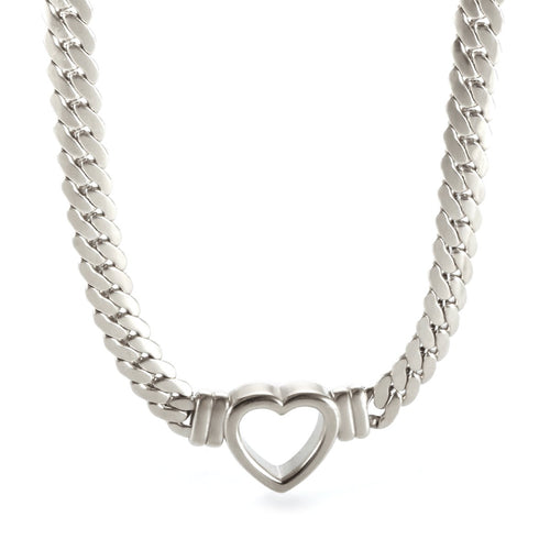 Minimalist Heart Choker Necklace 18k Gold Plated - Silver