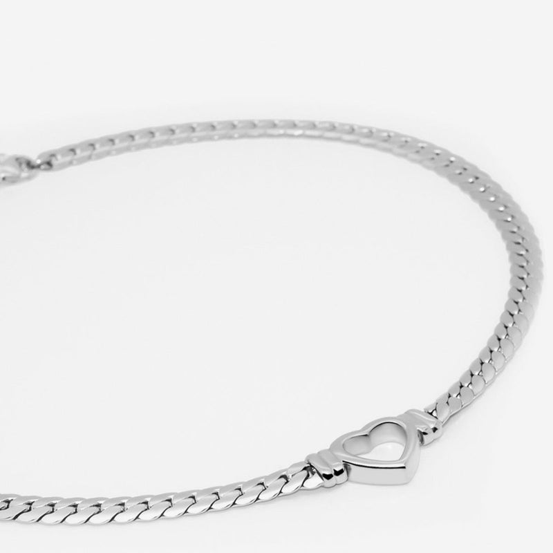 Minimalist Heart Choker Necklace 18k Gold Plated - Silver