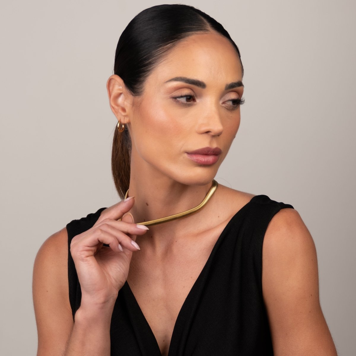 Gaia Mesh Choker Necklace 18k Gold Plated