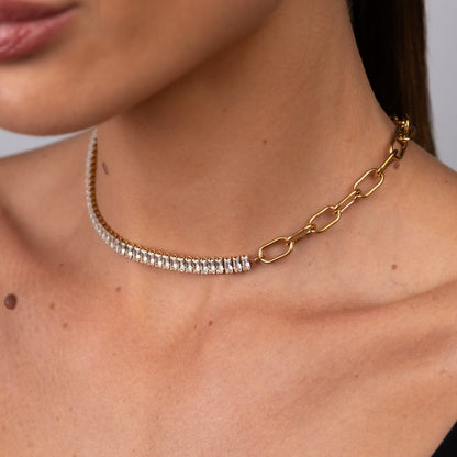 Riviera Baguette Choker Necklace - 18k Gold Plated