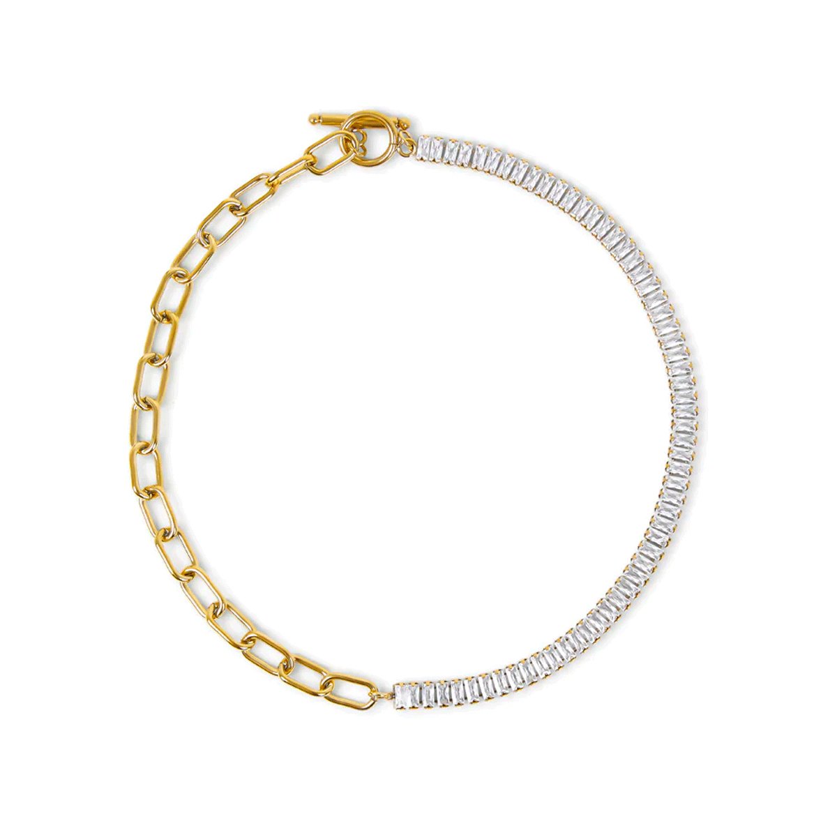 Riviera Baguette Choker Necklace - 18k Gold Plated