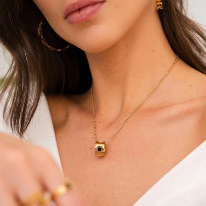 Roman Numeral Spinning Necklace - 18k Gold Plated
