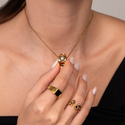 Roman Numeral Spinning Necklace - 18k Gold Plated