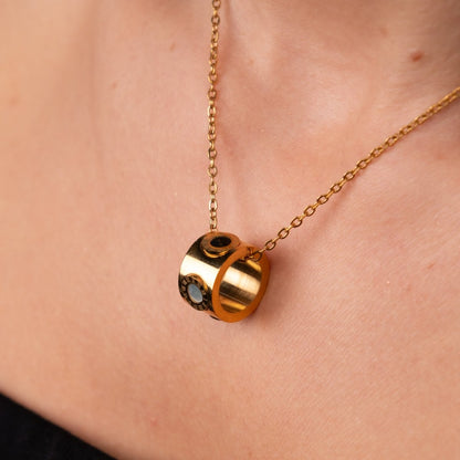 Roman Numeral Spinning Necklace - 18k Gold Plated