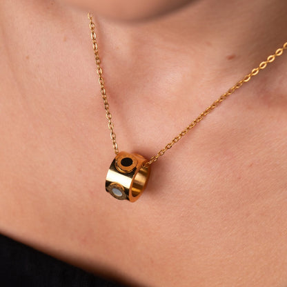 Roman Numeral Spinning Necklace - 18k Gold Plated