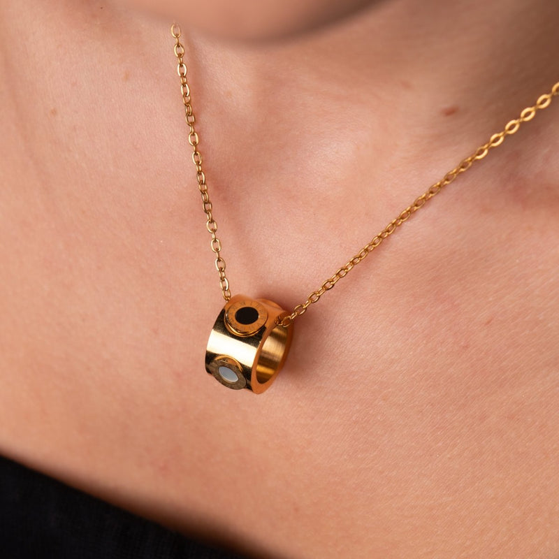 Roman Numeral Spinning Necklace - 18k Gold Plated