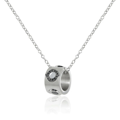 Roman Numeral Spinning Necklace - Silver
