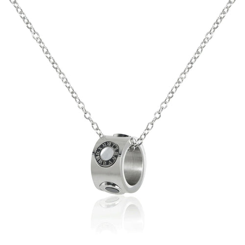 Roman Numeral Spinning Necklace - Silver