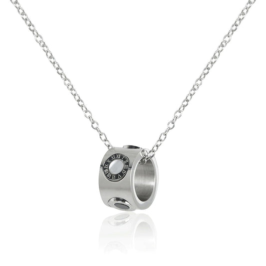 Roman Numeral Spinning Necklace - Silver