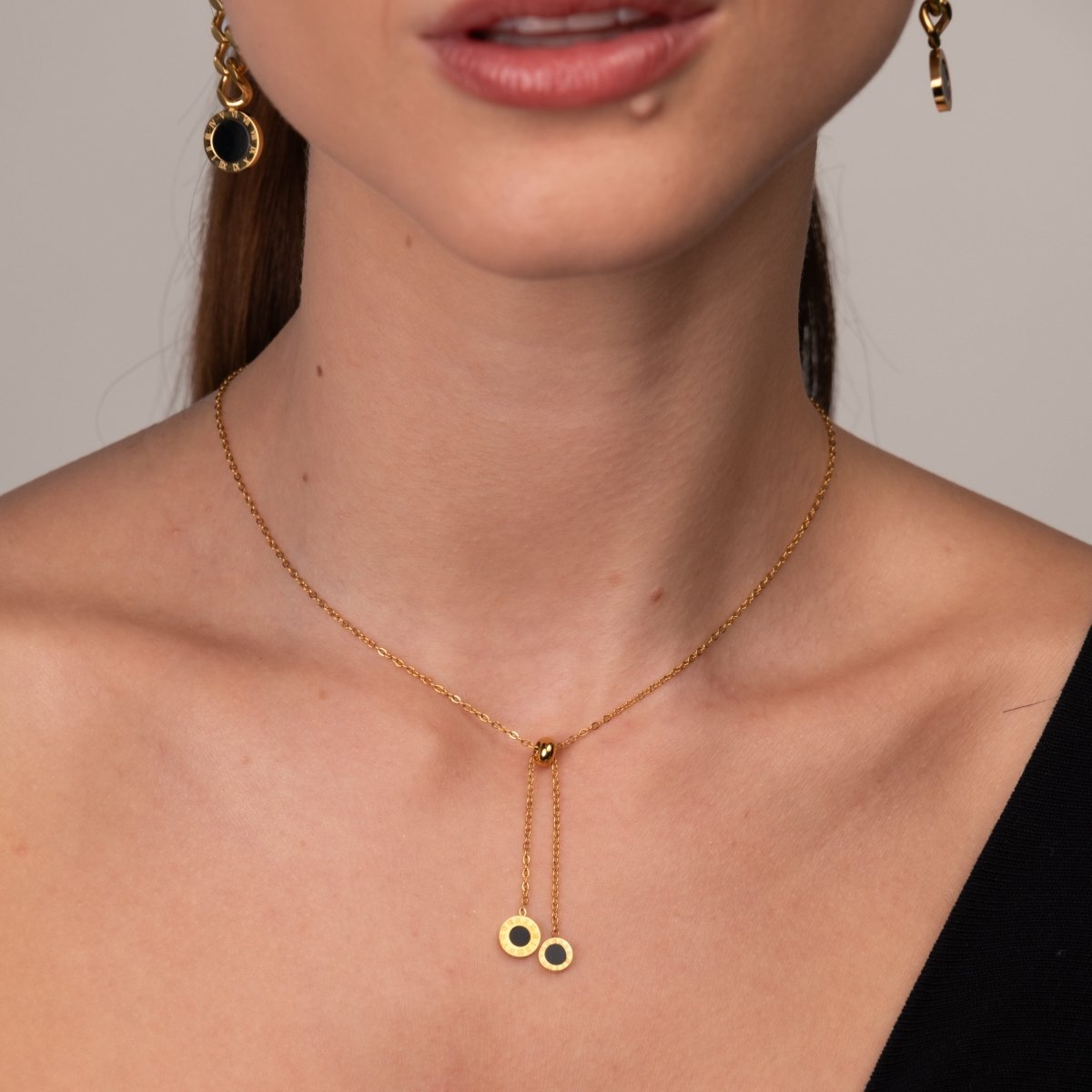 Athenas Lariat Necklace 18k Gold Plated